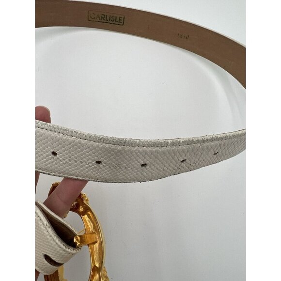 Carlisle White Belt with Gold Buckle - Picture 3 of 7